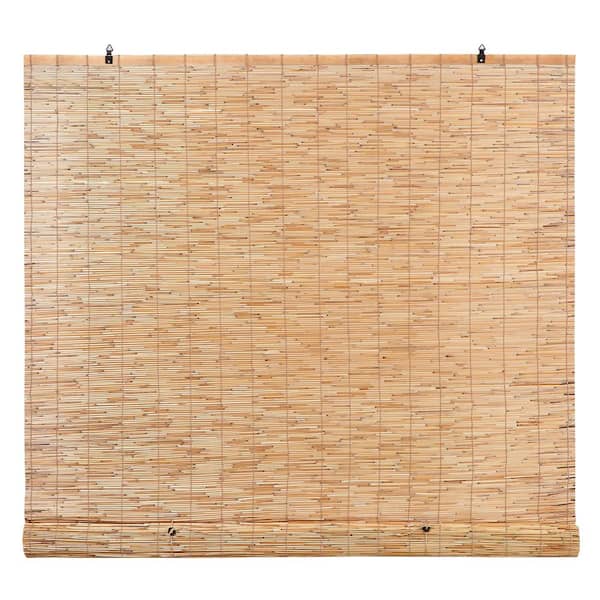 Backyard X-Scapes Cord Free Natural Light-Filtering Bamboo Reed Roman Shades Manual Roll-Up Window Shade Blinds 48 in. W x 72 in. L