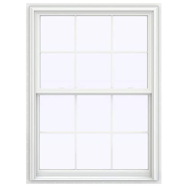 JELD-WEN 39.5 in. x 59.5 in. V-2500 Series White Vinyl Double Hung Window with Colonial Grids/Grilles
