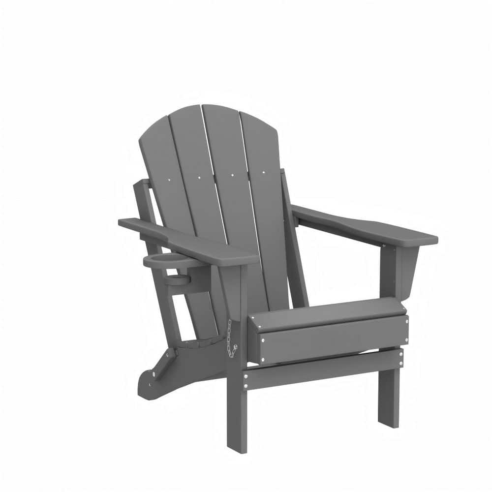 Folding Plastic Adirondack Chair, Weather Resistant Outdoor Patio Chair with Cup Holder for Fire Pit, Deck and Backyard price history on PriceWatchPro