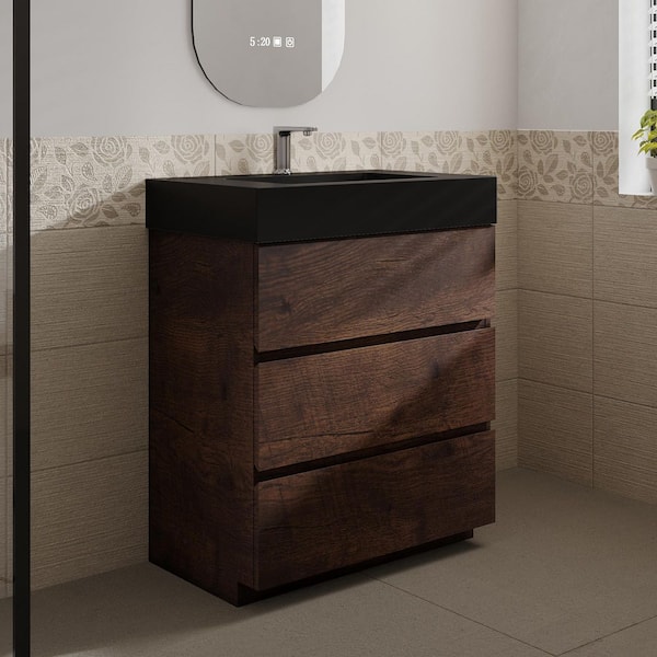 Aaby 30 in. W x 18 in. D x 37 in . H Bath Vanity Cabinet in Brown with Quartz Top and Sink
