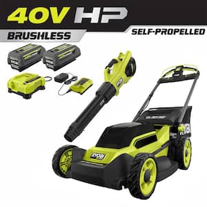 40V HP Brushless 20 in. Cordless Electric Battery Walk Behind Self-Propelled Mower w/Blower (2) Batteries/Chargers
