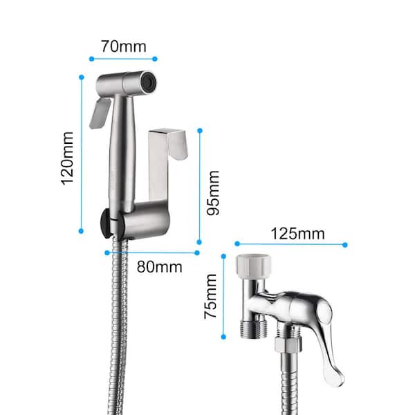 Non-Electric Bidet Attachment in Stainless Steel with Handheld Sprayer (T-Valve) for Toilet