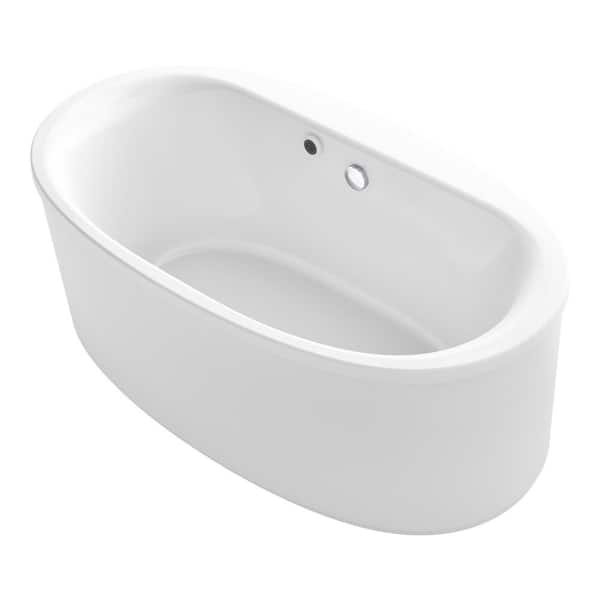 KOHLER Sunstruck 65.5 in. x 35.5 in. Soaking Bathtub with Center Drain in White