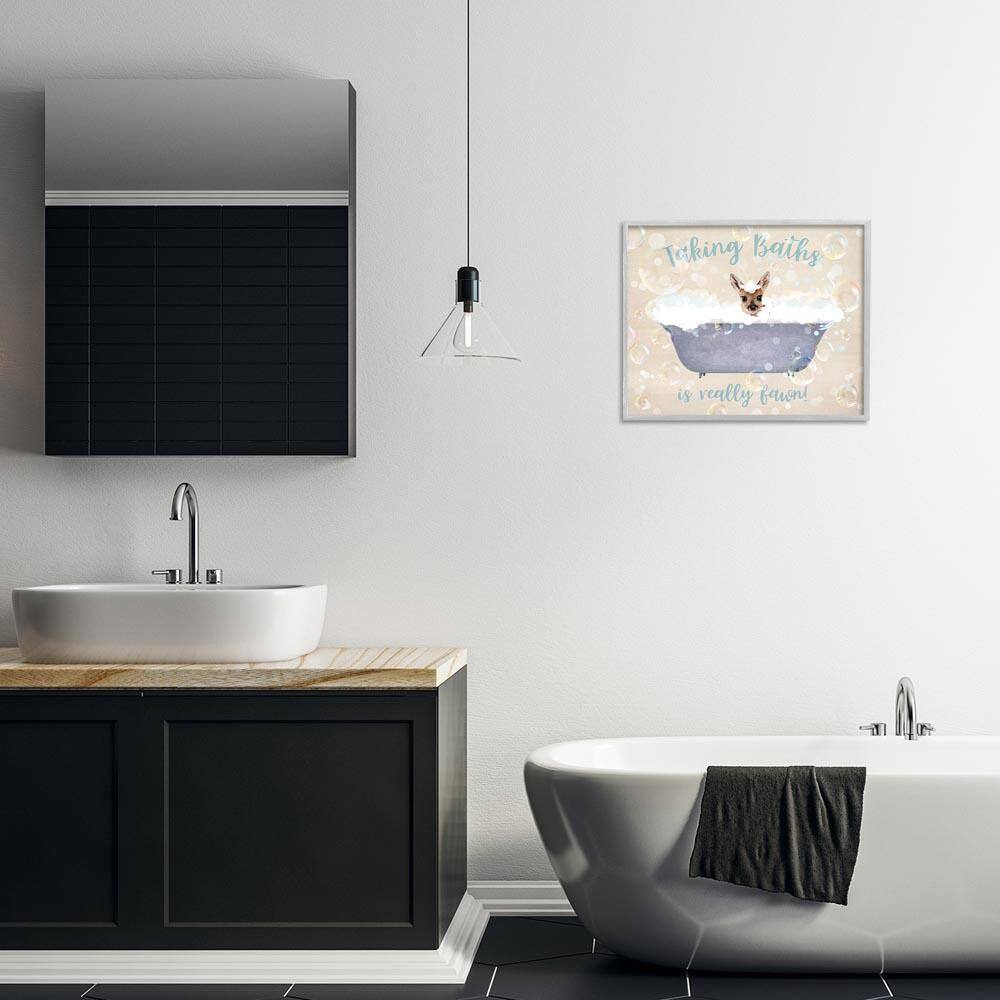 Taking Baths Is Fawn by Susan Arnot Gray Framed Typography Giclee Art Print 16 in. x 20 in. price history on PriceWatchPro