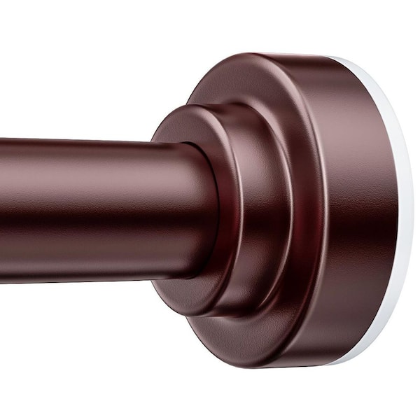 104 in. Adjustable Spring Tension Curtain Rod, Never Rust Anti-Slip Shower Curtain Rod for Bathroom, Brown