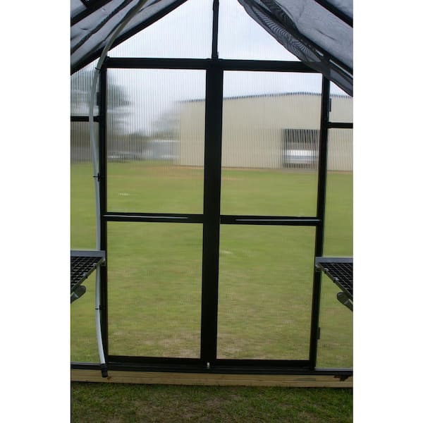 Monticello 8 ft. x 12 ft. Black Premium Greenhouse with Front and