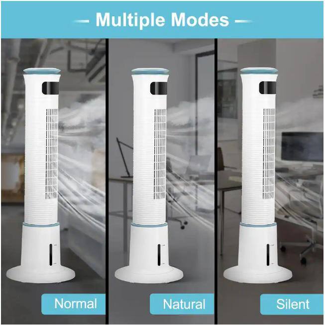 White 43" Bladeless Oscillating Misting Tower Fan with Remote