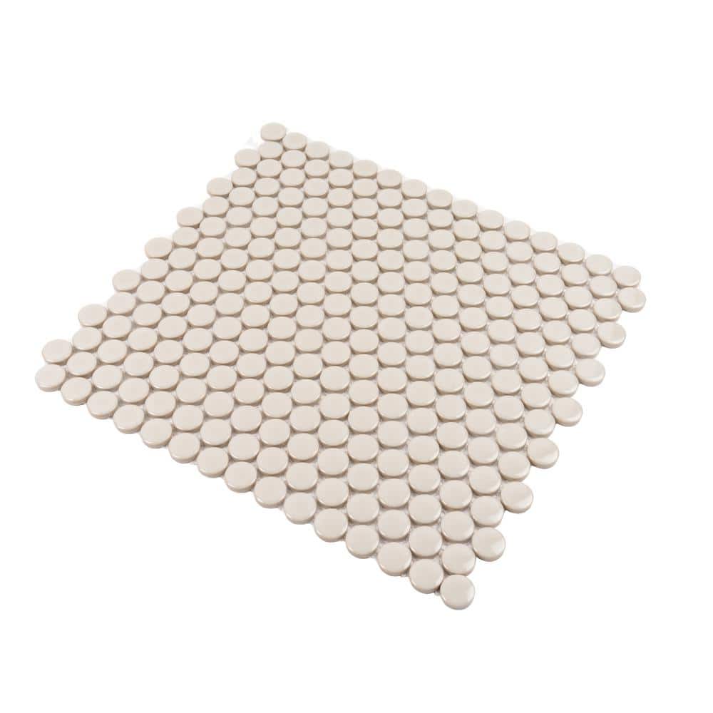 Portland Gray Glossy Porcelain Penny Round Mosaic Tile
