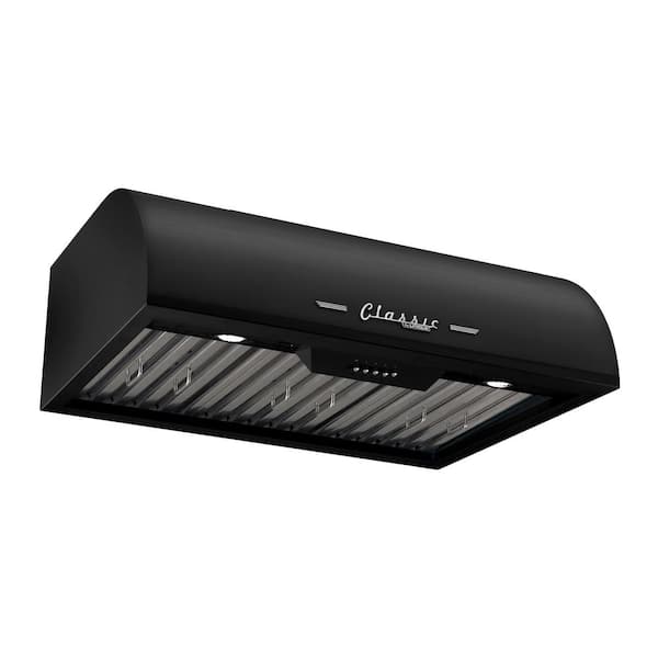 Classic Retro 30 in. 700 CFM Ducted Under Cabinet Retro Range Hood with LED Lighting in Midnight Black