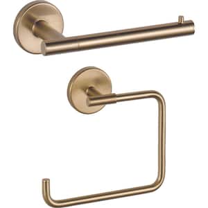 Trinsic 2-Piece Bath Hardware Set with Toilet Paper Holder, Towel Ring in Champagne Bronze