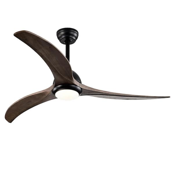 52 in. Indoor Matte Black Ceiling Fan Noiseless Reversible Motor with Lights Remote Control