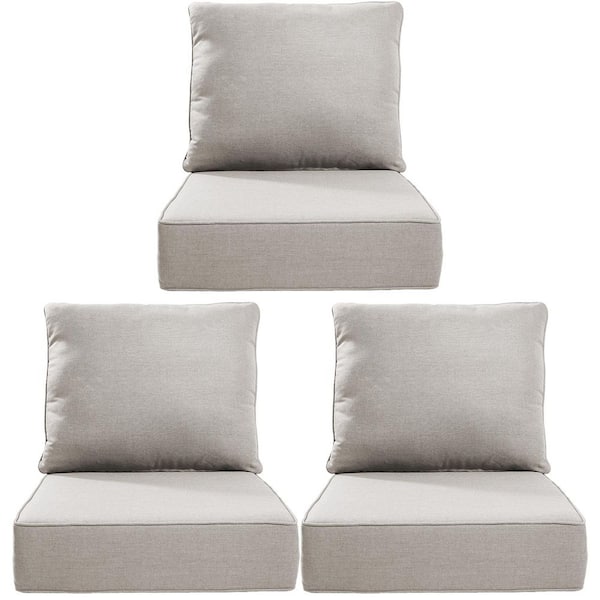 24 in. x 24 in. x 6" 6-Piece Deep Seating Water and Fade Resistant Outdoor Lounge Chair Replacement Cushion Set in Beige