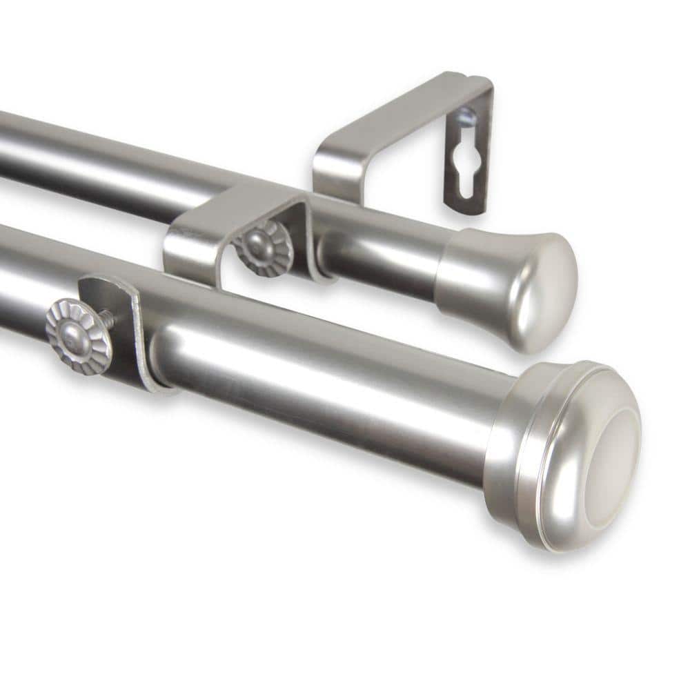 66 in. - 120 in. Telescoping 1 in. Double Curtain Rod Kit in Satin Nickel with Rosen Finial price history on PriceWatchPro