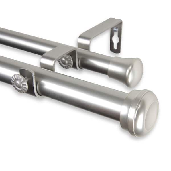 Rod Desyne 66 in. - 120 in. Telescoping 1 in. Double Curtain Rod Kit in Satin Nickel with Rosen Finial