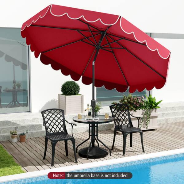Clihome 10 ft. Outdoor Patio Umbrella in Red with Auto Tilt Crank