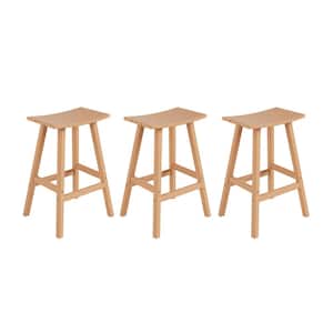 Franklin Teak 29 in. HDPE Plastic Backless Outdoor Patio Bar Stool (Set of 3)
