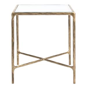 Jessa 18 in. Brass Square Glass End Table