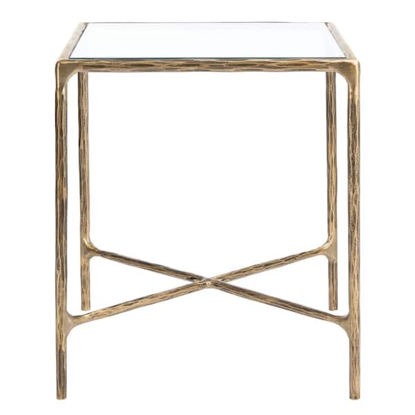 SAFAVIEH Jessa 18 in. Brass Square Glass End Table