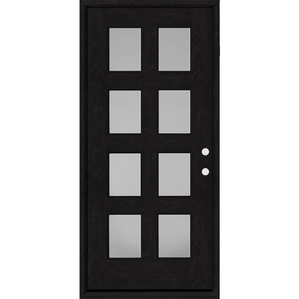 Steves & Sons Regency 36 in. x 80 in. 8L Modern Clear Glass LHIS Onyx Stained Fiberglass Prehung Front Door w/6 in. Jamb