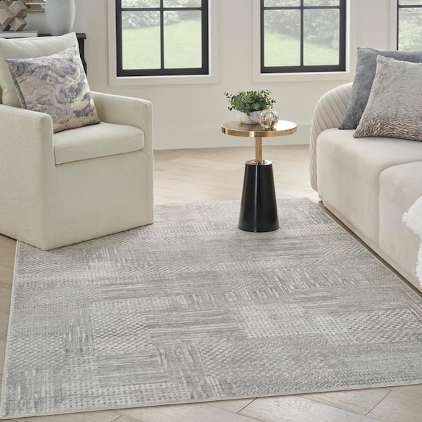 Glam Silver Grey 8 ft. x 10 ft. Contemporary Area Rug