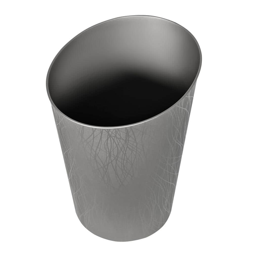 Silver Plastic Oval Decorative Waste Basket - 2.3 Gallons