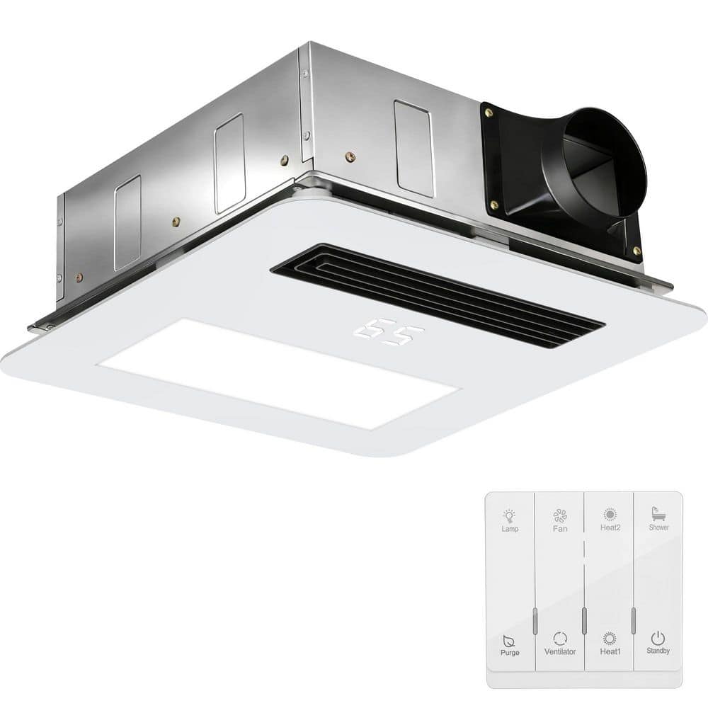 1-Piece White Quiet Bathroom Exhaust Fan with Light and Heater, 4-in-1 Bathroom Ventilation System, 1800W Heating Power price history on PriceWatchPro