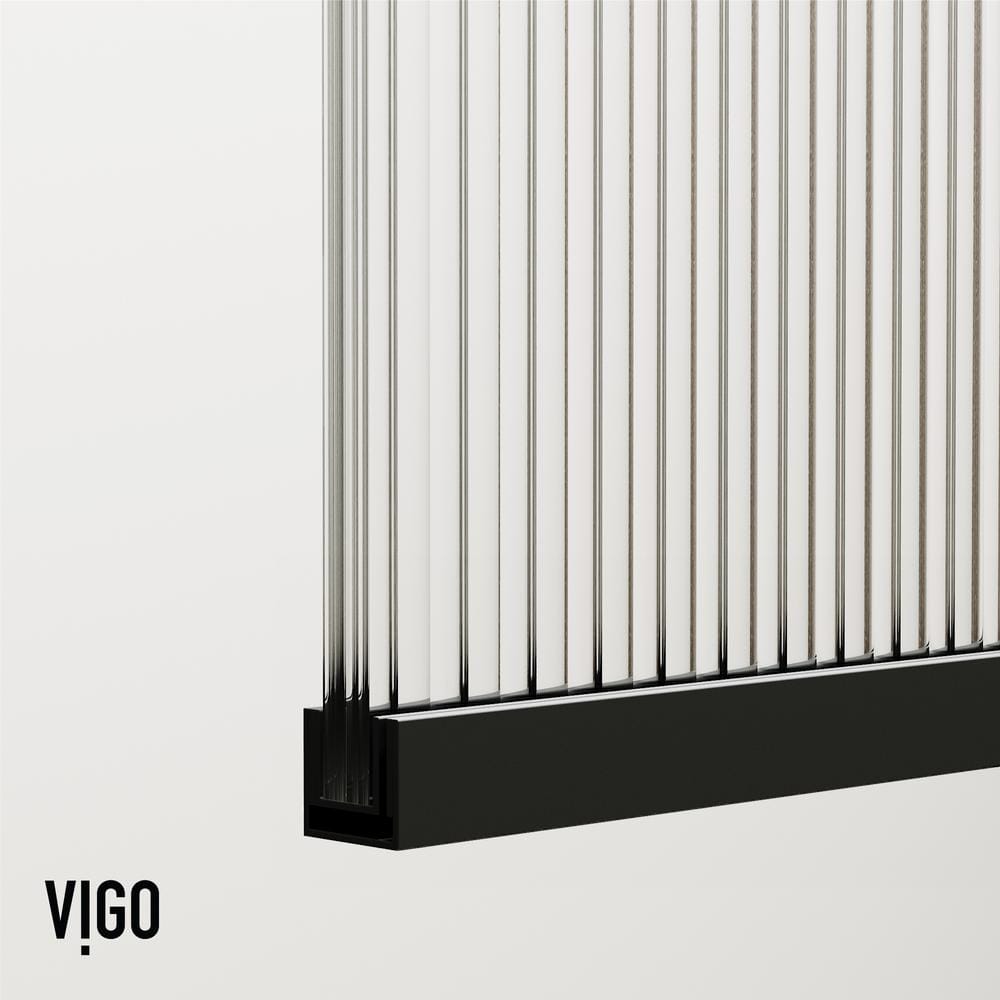 Zenith 34" Matte Black Frameless Fluted Glass Shower Screen