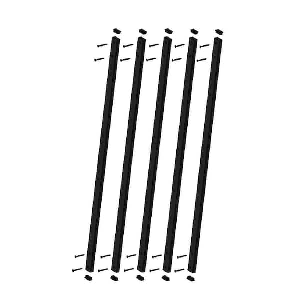 Pegatha 32-1/4 in. x 1 in. Black Aluminum Face Mount Deck Railing Baluster (5-Pack)