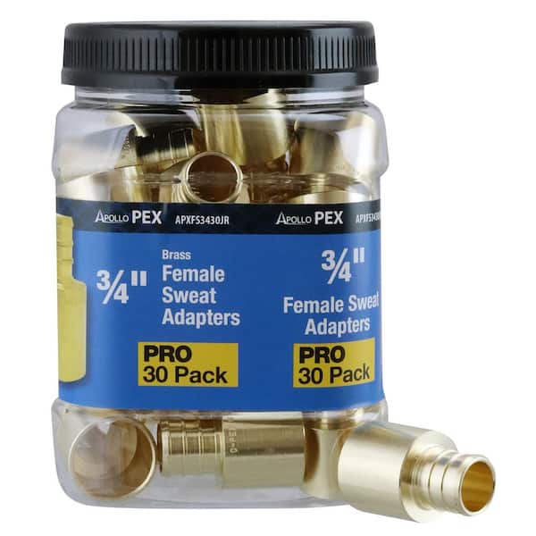 Apollo 3/4 in. Brass PEX-B Barb x 3/4 in. Female Copper Sweat Adapter Pro Pack (30-Pack)