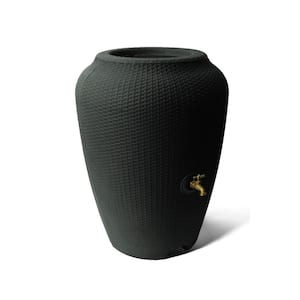 Wicker 50 Gal. Black Rain Barrel