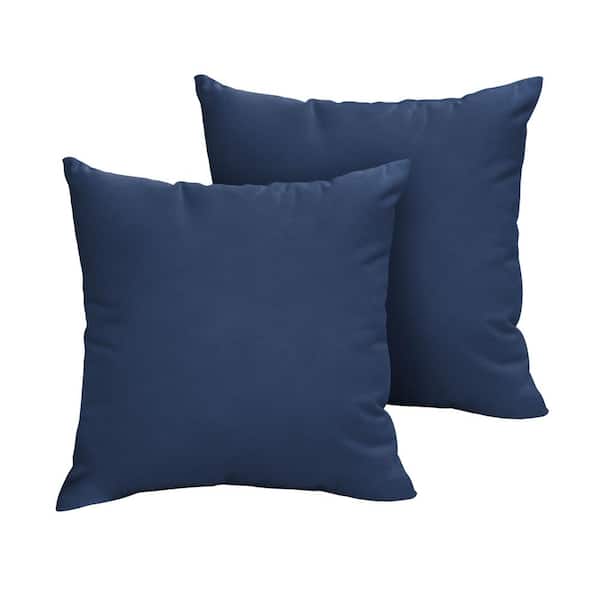 SORRA HOME Sunbrella Canvas Navy Outdoor Knife Edge Throw Pillows (2-Pack)