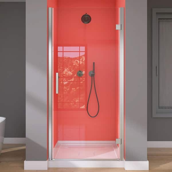 36 to37-1/4 in. W x72 in. H Frameless Shower Door Right Hinged Pivot Swing Single Door in Chrome Clear Glass