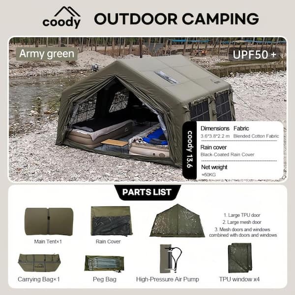 coody 11 ft. x 12 ft. Inflatable Tent Glamping Tents for 6Person