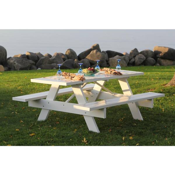 Dura-Trel 8 ft. White Vinyl Patio Picnic Table