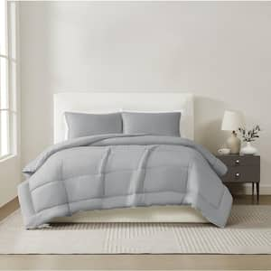 2-Piece Grey Cotton Sateen Twin/Twin XL Comforter Set