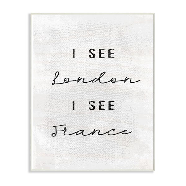 Stupell Industries 10 in. x 15 in. " Black and White I See London I See France Textured Typography" by Daphne Polselli Wall Plaque Art