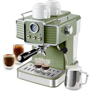 7 Cups Green Espresso Machine with Milk Frother Removable Water Tank 1350W