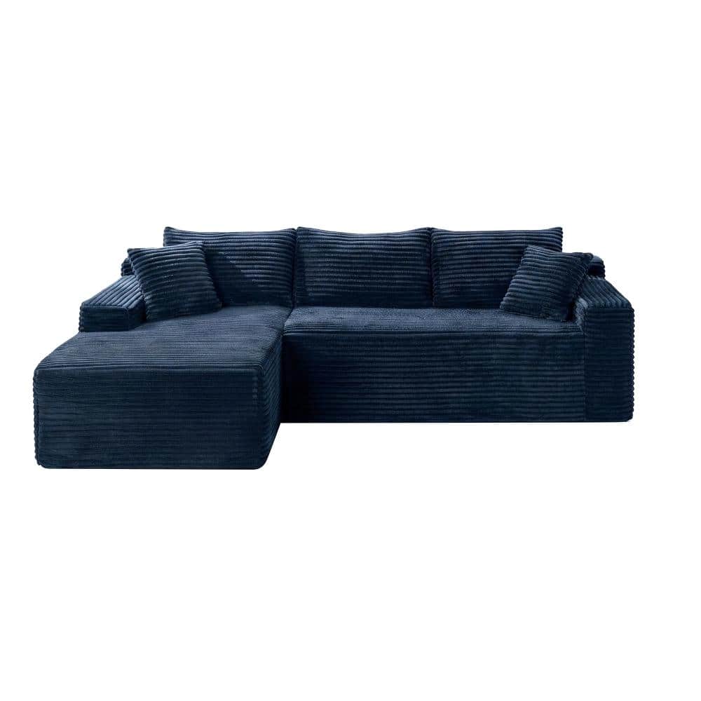 106.3 in. Armless 4-piece Corduroy L-Shape Chaise Sectional Sofa with Reversible Chaise in Blue price history on PriceWatchPro