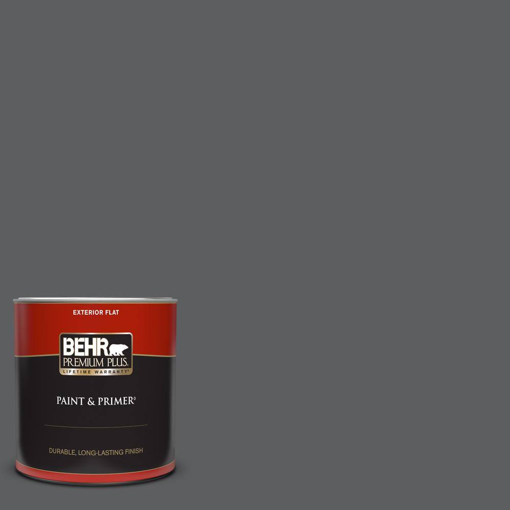 BEHR PREMIUM PLUS 1 qt. N5006 Graphic Charcoal Flat Exterior Paint & Primer 430004 The Home