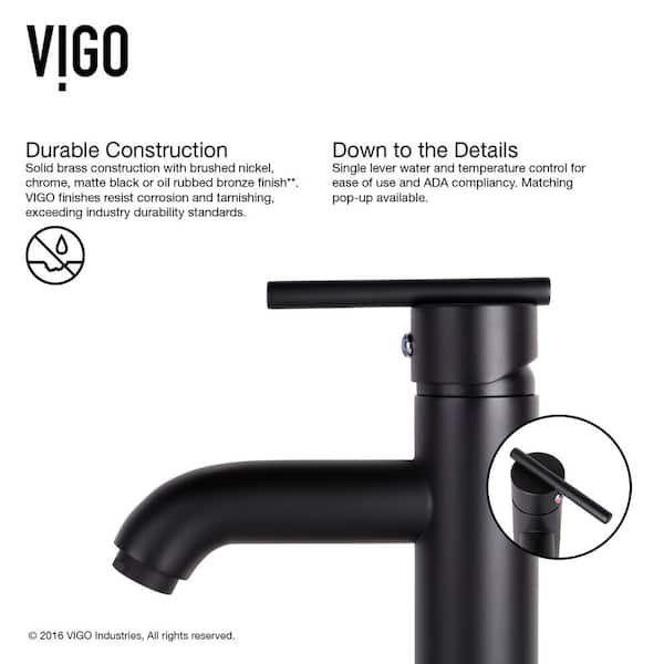 VIGO - Seville Single Handle Single-Hole Bathroom Vessel Faucet in Matte Black