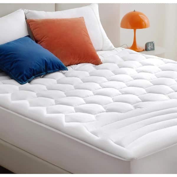 White King Polyester Mattress Pad Quilted Fitted Mattress Topper Protector