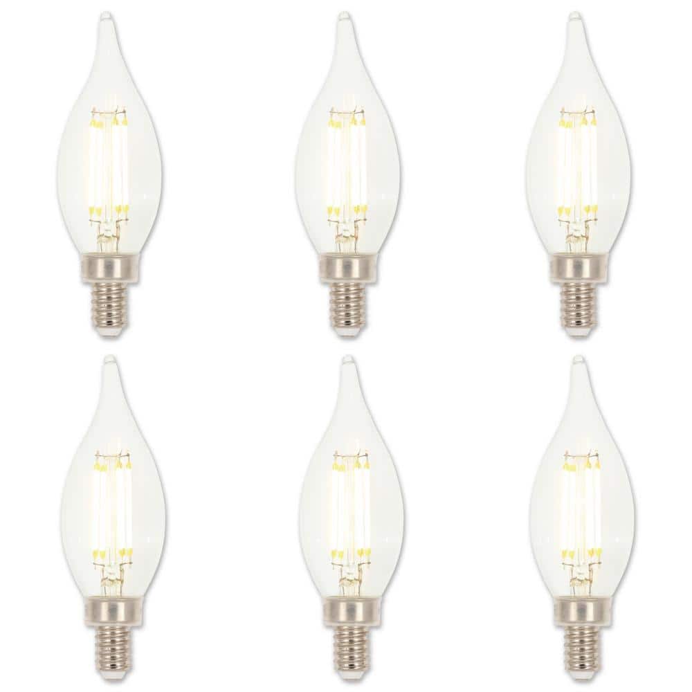 Clear Dimmable 60W Equivalent LED Candelabra Bulbs, Set of 6