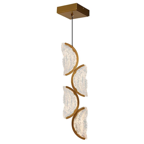 Moon 4 Light Integrated LED Brass Mini Pendant Light