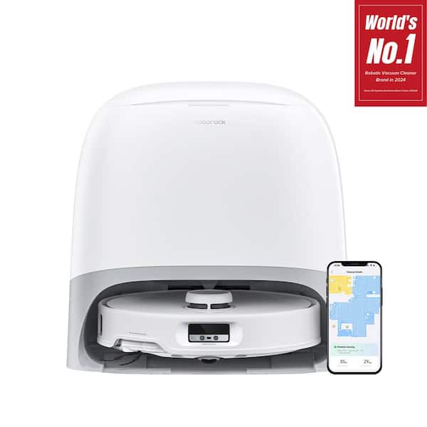 Q Revo Curv 17.7 in Robotic Vacuum and Mop with Smart Navigation, Self-Emptying, Self-Drying, Multi-surface in White