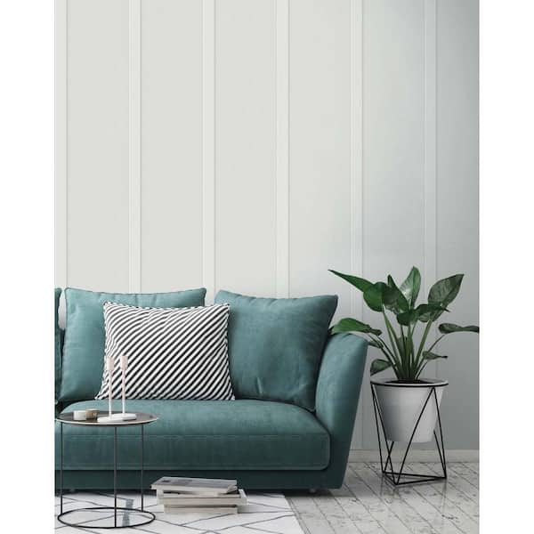 Arctic Grey Faux Board and Batten Vinyl Peel and Stick Wallpaper Roll (30.75 sq. ft.)