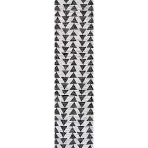 Andratx Ivory/Black 2 ft. x 10 ft. Modern Tribal Geometric Indoor/Outdoor Area Rug