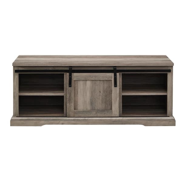 48 Inch Industrial Entry Bench with Shoe Storage - Grey Wash by