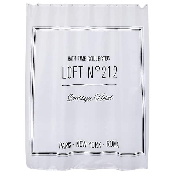 EVIDECO French home goods Neo Retro 71 in. W x 79 in. L Polyester Shower Curtain White