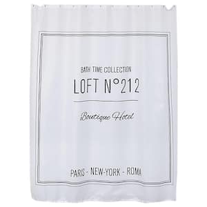 Neo Retro 71 in. W x 79 in. L Polyester Shower Curtain White