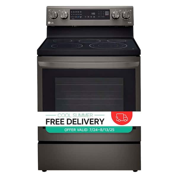 6.3 cu. ft. Smart True Convection InstaView Electric Range Single Oven with Air Fry in PrintProof Black Stainless Steel